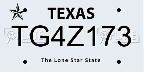 TG4Z173 Texas License Plate