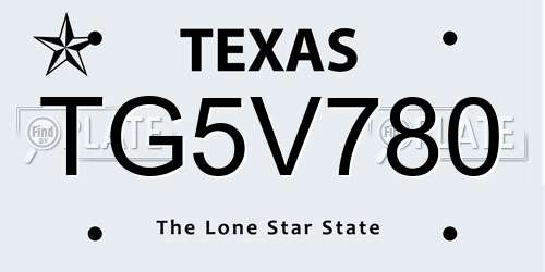 TG5V780 Texas License Plate