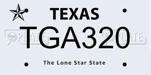 TGA320 Texas License Plate