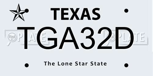 TGA32D Texas License Plate