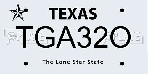 TGA32O Texas License Plate