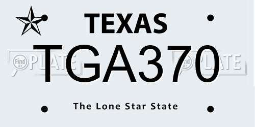 TGA370 Texas License Plate