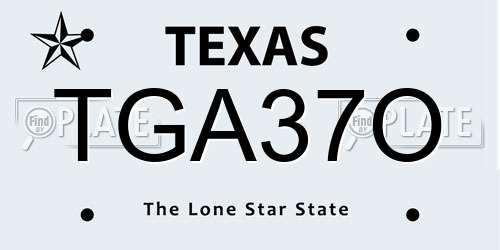 TGA37O Texas License Plate