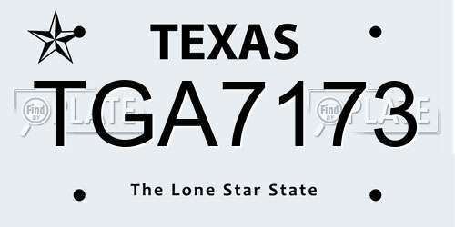 TGA7173 Texas License Plate