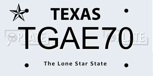 TGAE70 Texas License Plate