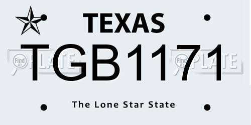 TGB1171 Texas License Plate