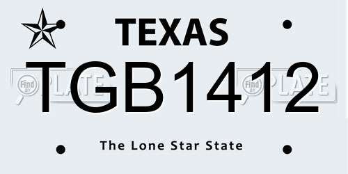 TGB1412 Texas License Plate