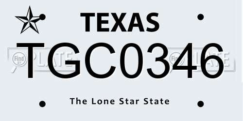TGC0346 Texas License Plate