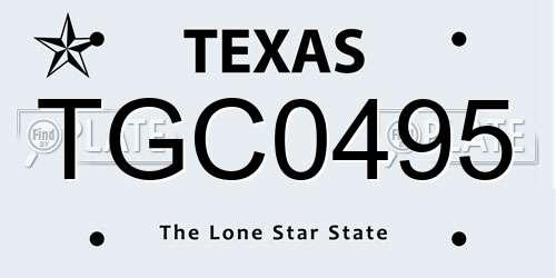 TGC0495 Texas License Plate