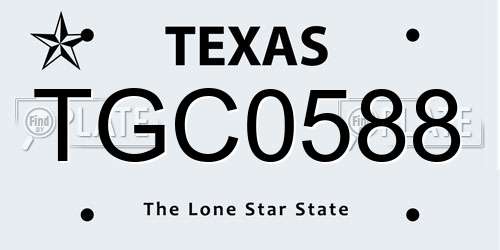 TGC0588 Texas License Plate
