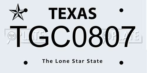 TGC0807 Texas License Plate