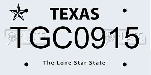 TGC0915 Texas License Plate