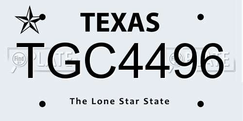 TGC4496 Texas License Plate