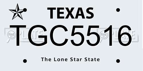 TGC5516 Texas License Plate