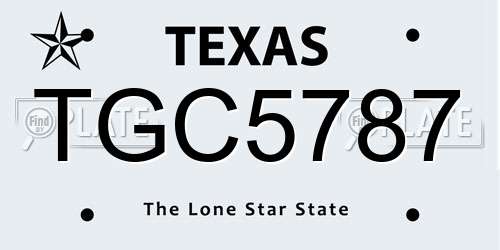 TGC5787 Texas License Plate