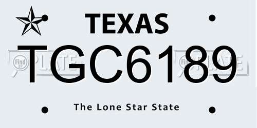 TGC6189 Texas License Plate