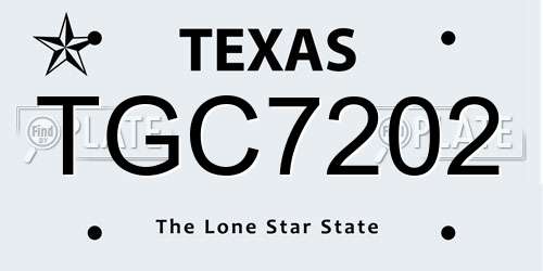 TGC7202 Texas License Plate