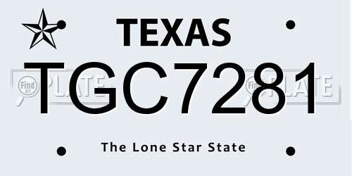 TGC7281 Texas License Plate
