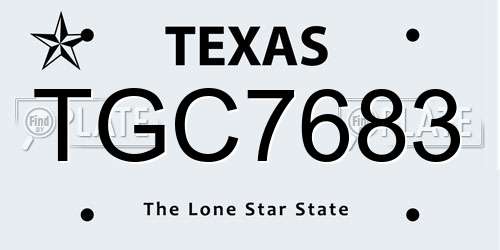 TGC7683 Texas License Plate