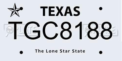 TGC8188 Texas License Plate