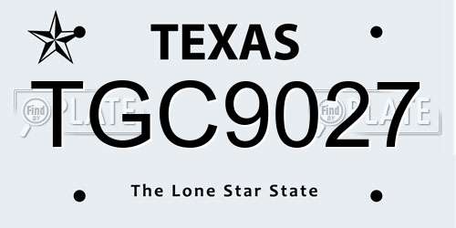 TGC9027 Texas License Plate