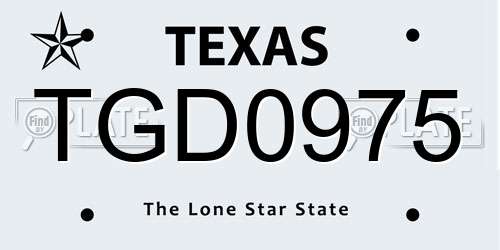 TGD0975 Texas License Plate