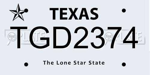 TGD2374 Texas License Plate
