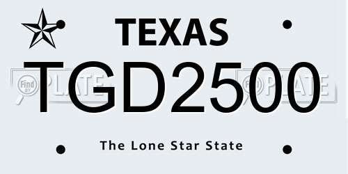 TGD2500 Texas License Plate