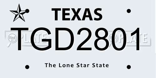 TGD2801 Texas License Plate