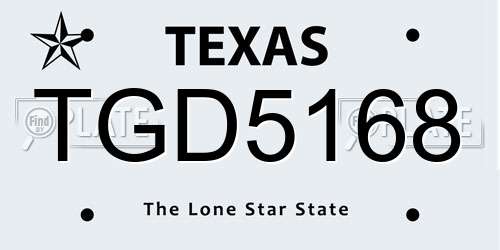 TGD5168 Texas License Plate