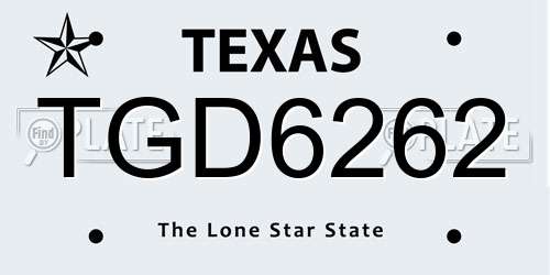 TGD6262 Texas License Plate