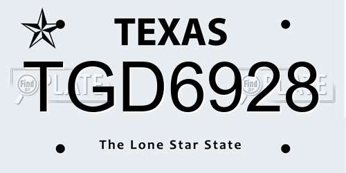 TGD6928 Texas License Plate