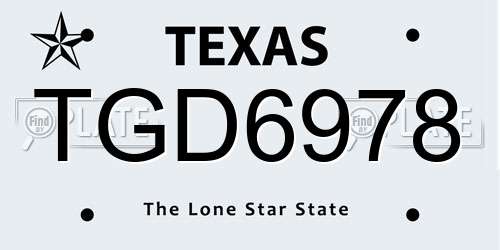 TGD6978 Texas License Plate