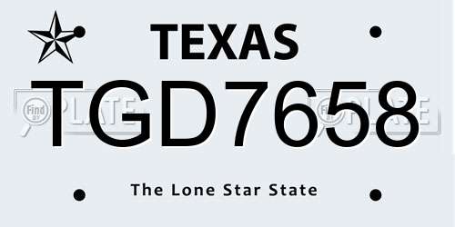 TGD7658 Texas License Plate