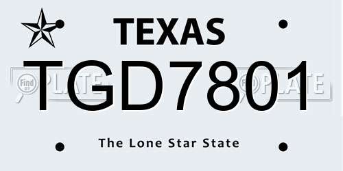 TGD7801 Texas License Plate