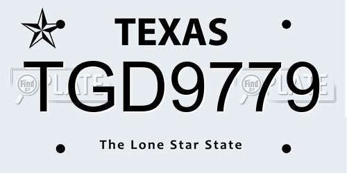 TGD9779 Texas License Plate
