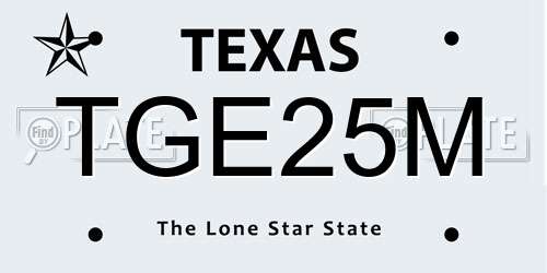 TGE25M Texas License Plate