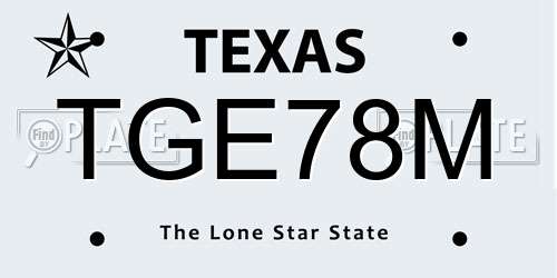 TGE78M Texas License Plate
