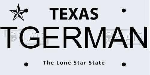 TGERMAN Texas License Plate