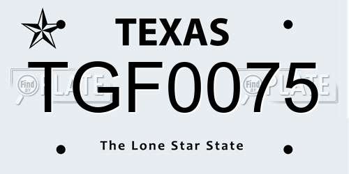 TGF0075 Texas License Plate