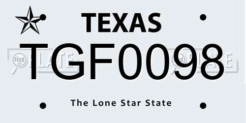 TGF0098 Texas License Plate