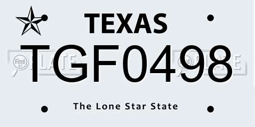 TGF0498 Texas License Plate