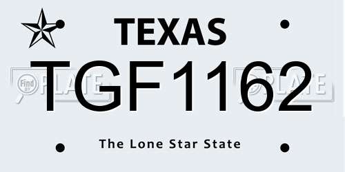 TGF1162 Texas License Plate