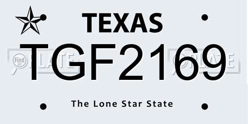 TGF2169 Texas License Plate