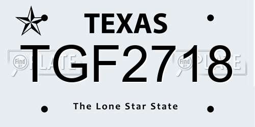 TGF2718 Texas License Plate