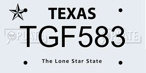 TGF583 Texas License Plate
