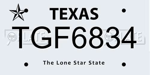TGF6834 Texas License Plate