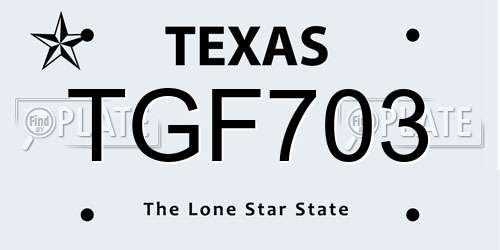 TGF703 Texas License Plate