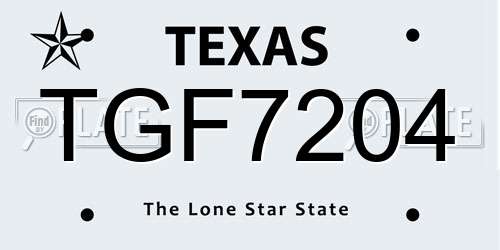 TGF7204 Texas License Plate