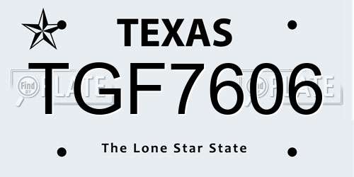 TGF7606 Texas License Plate